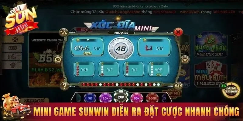 Mini game Sunwin diễn ra đặt cược nhanh chóng