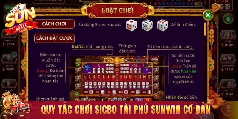 Quy tắc chơi sicbo tài phú Sunwin cơ bản mà hội viên nên nắm
