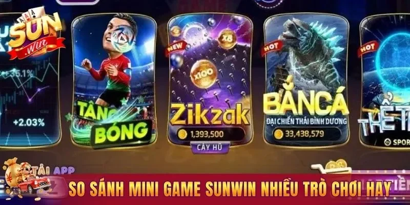 So sánh mini game Sunwin nhiều trò chơi hay